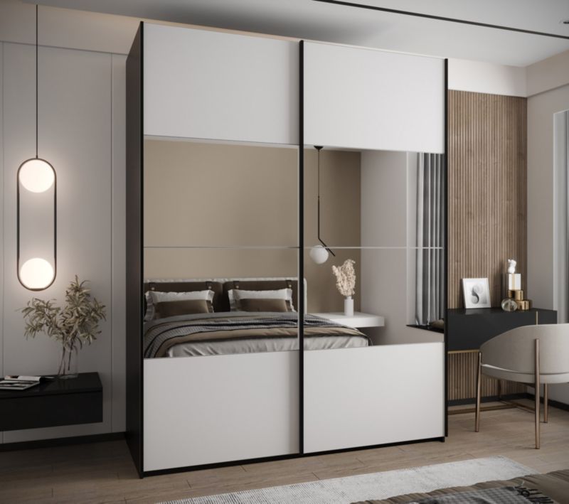 Szafa przesuwna Abiks LUX 4 wysoka szer.200cm czarny/biały/czarny 1szt.