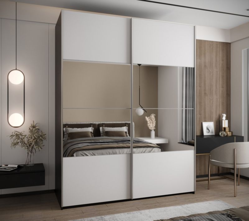 Szafa przesuwna Abiks LUX 4 wysoka szer.200cm czarny/biały/srebrny 1szt.