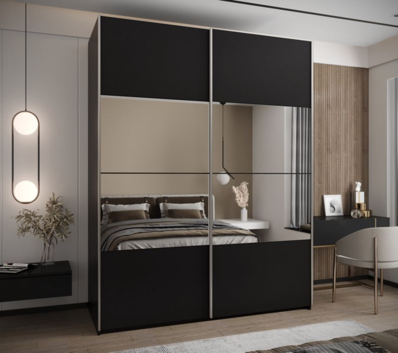 Szafa przesuwna Abiks LUX 4 wysoka szer.200cm czarny/czarny/srebrny 1szt.