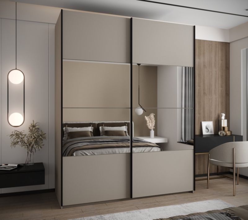 Szafa przesuwna Abiks LUX 4 wysoka szer.200cm kaszmir/kaszmir/czarny 1szt.