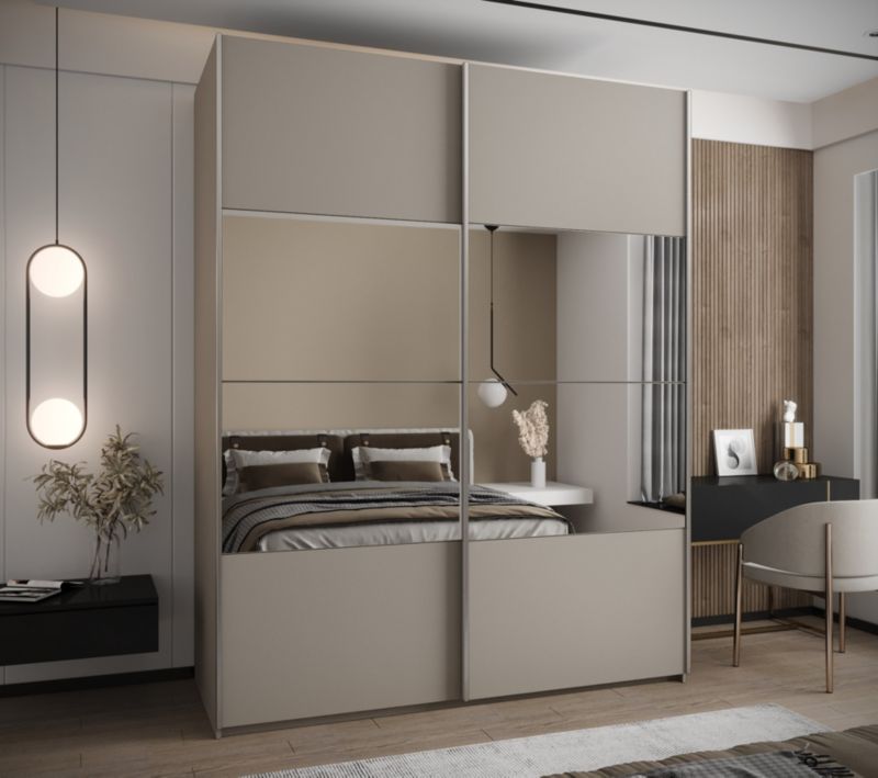 Szafa przesuwna Abiks LUX 4 wysoka szer.200cm kaszmir/kaszmir/srebrny 1szt.