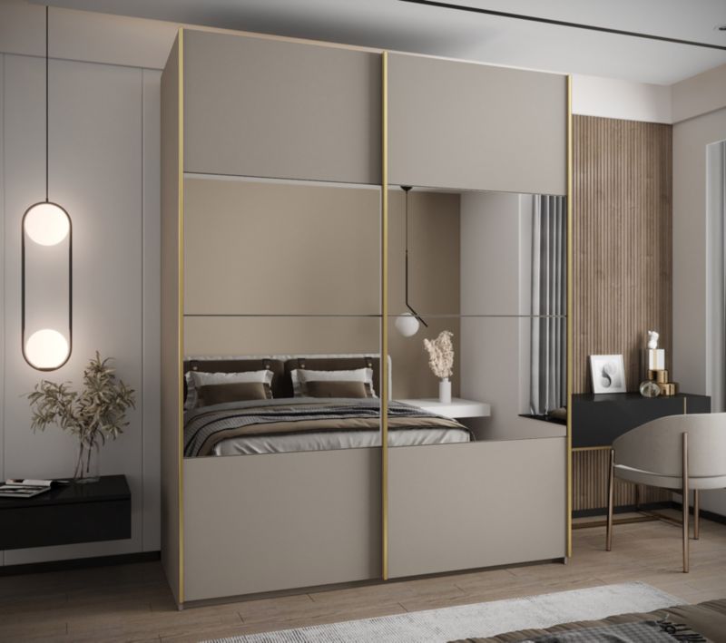 Szafa przesuwna Abiks LUX 4 wysoka szer.200cm kaszmir/kaszmir/złoty 1szt.