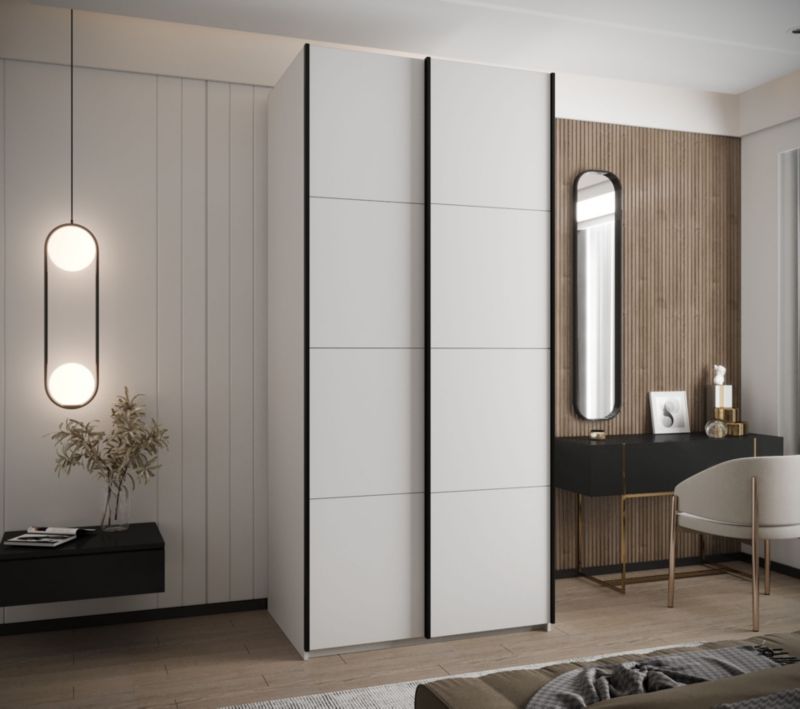 Szafa przesuwna Abiks LUX wysoka szer.100cm biały/biały/czarny 1szt.