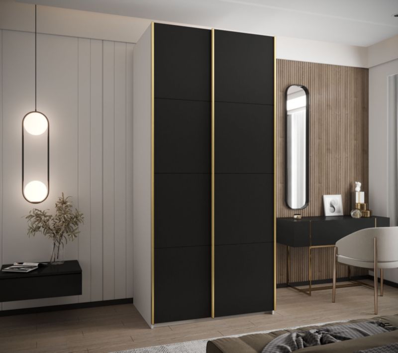 Szafa przesuwna Abiks LUX wysoka szer.100cm biały/czarny/złoty 1szt.