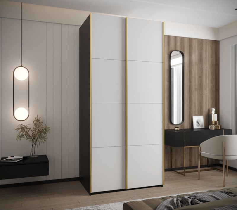 Szafa przesuwna Abiks LUX wysoka szer.100cm czarny/biały/złoty 1szt.