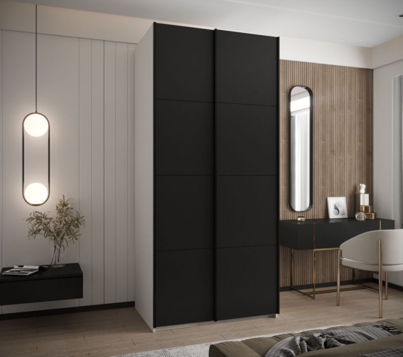 Szafa przesuwna Abiks LUX wysoka szer.110cm biały/czarny/czarny 1szt.