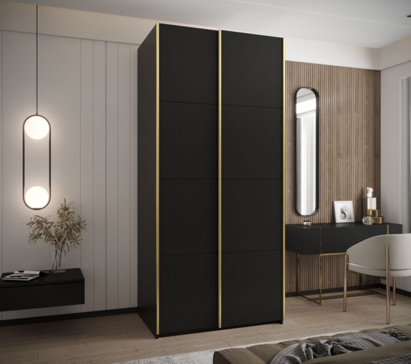 Szafa przesuwna Abiks LUX wysoka szer.110cm czarny/czarny/złoty 1szt.