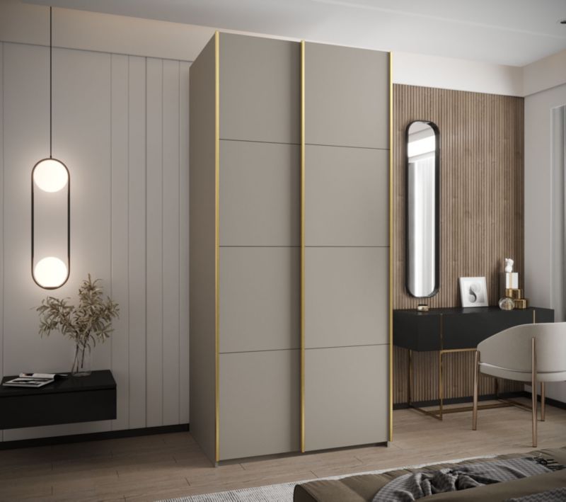 Szafa przesuwna Abiks LUX wysoka szer.110cm kaszmir/kaszmir/złoty 1szt.