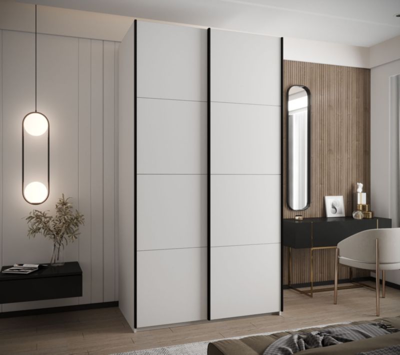 Szafa przesuwna Abiks LUX wysoka szer.130cm biały/biały/czarny 1szt.