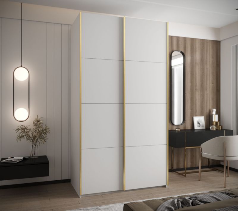 Szafa przesuwna Abiks LUX wysoka szer.130cm biały/biały/złoty 1szt.