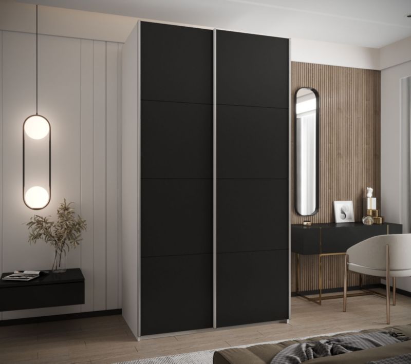 Szafa przesuwna Abiks LUX wysoka szer.130cm biały/czarny/srebrny 1szt.