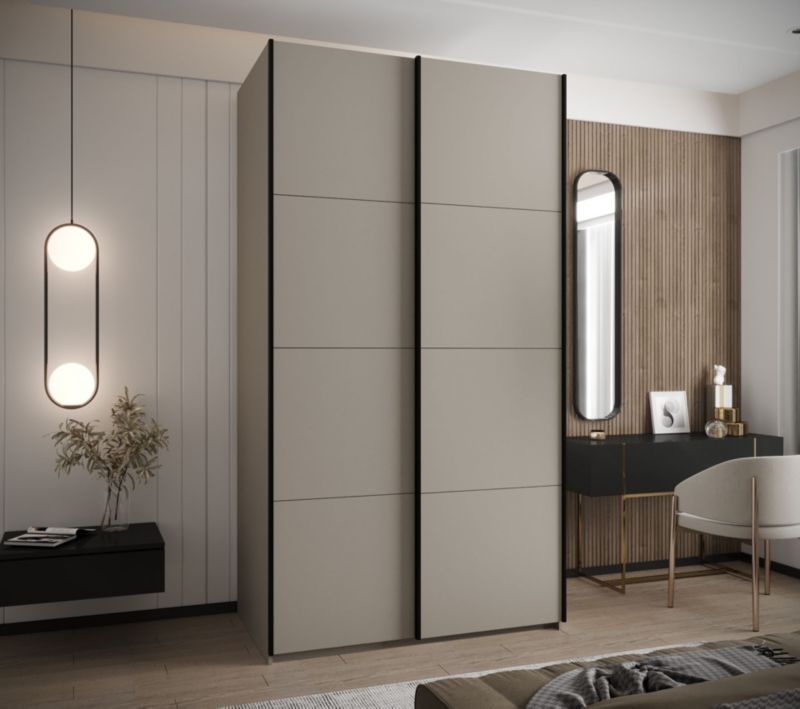 Szafa przesuwna Abiks LUX wysoka szer.130cm kaszmir/kaszmir/czarny 1szt.