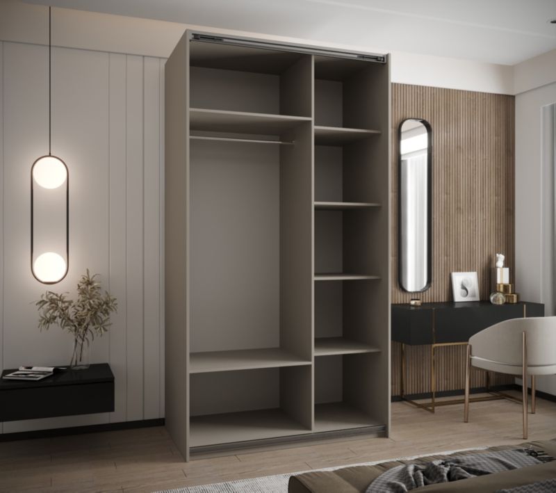 Szafa przesuwna Abiks LUX wysoka szer.130cm kaszmir/kaszmir/czarny 1szt.