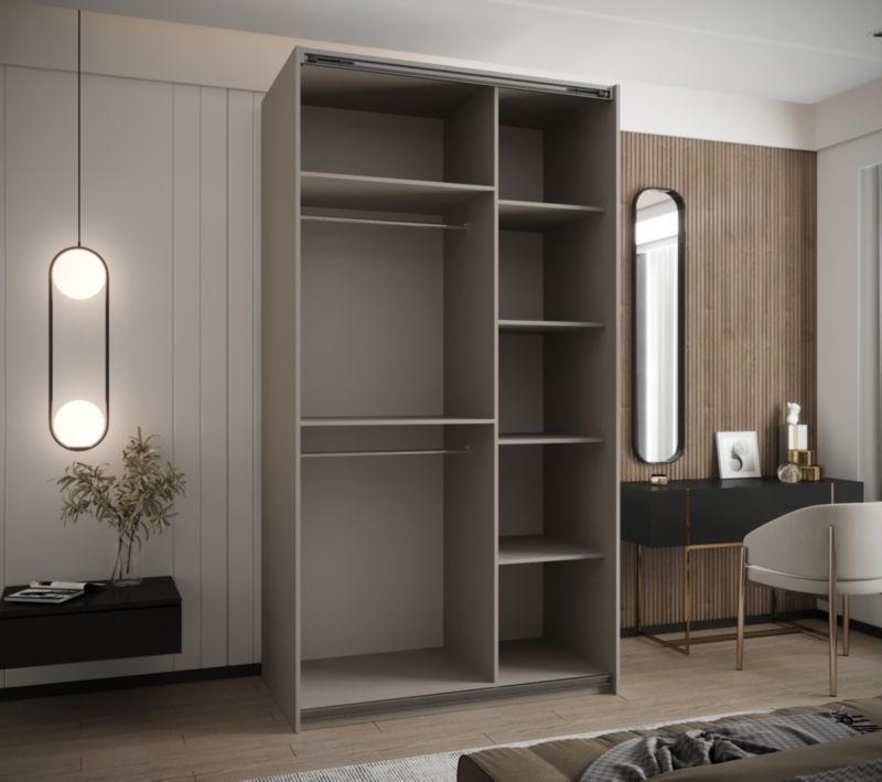 Szafa przesuwna Abiks LUX wysoka szer.130cm kaszmir/kaszmir/czarny 1szt.