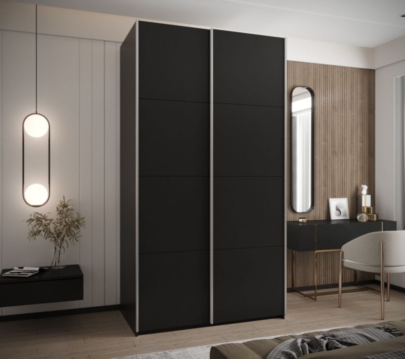 Szafa przesuwna Abiks LUX wysoka szer.140cm czarny/czarny/srebrny 1szt.