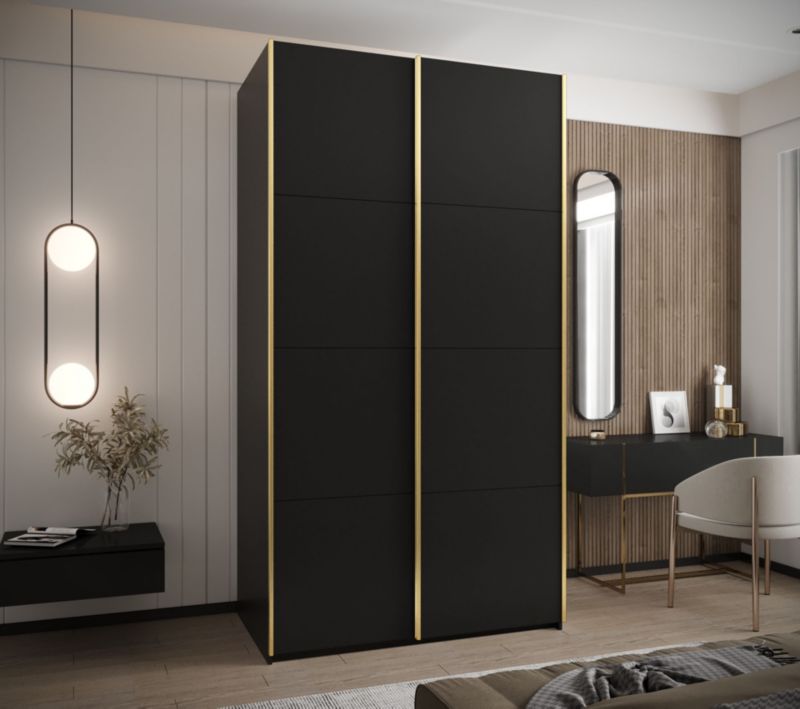 Szafa przesuwna Abiks LUX wysoka szer.140cm czarny/czarny/złoty 1szt.
