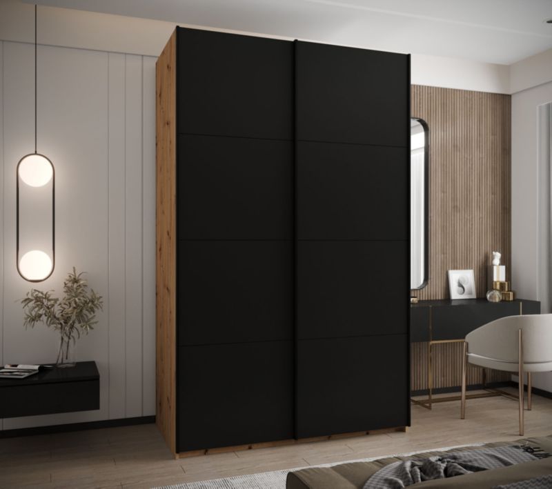 Szafa przesuwna Abiks LUX wysoka szer.150cm artisan/czarny/czarny 1szt.