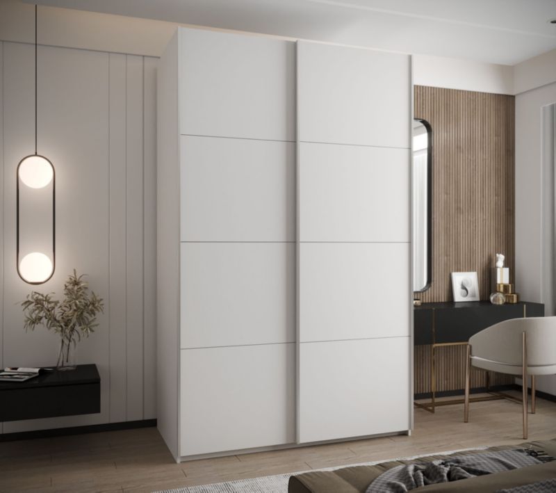 Szafa przesuwna Abiks LUX wysoka szer.150cm biały/biały/srebrny 1szt.