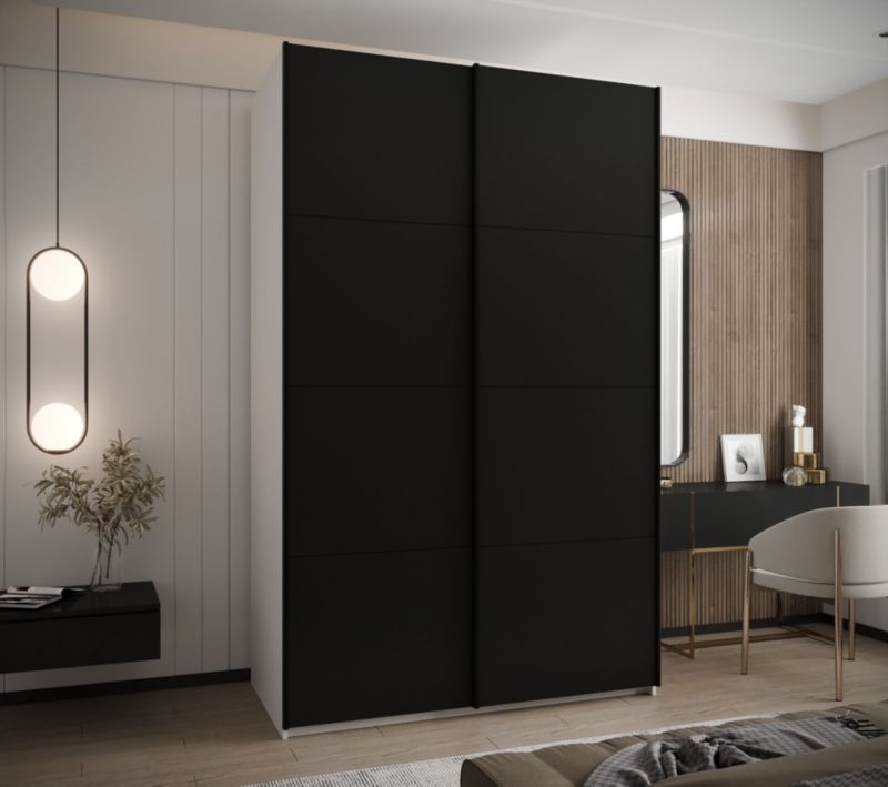Szafa przesuwna Abiks LUX wysoka szer.150cm biały/czarny/czarny 1szt.