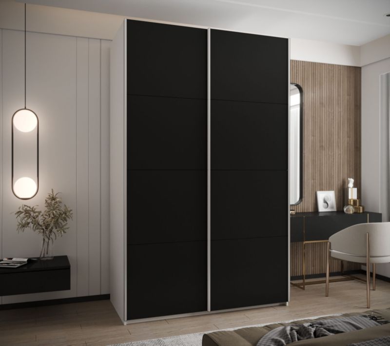 Szafa przesuwna Abiks LUX wysoka szer.150cm biały/czarny/srebrny 1szt.
