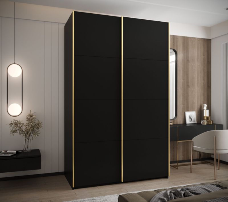 Szafa przesuwna Abiks LUX wysoka szer.150cm czarny/czarny/złoty 1szt.