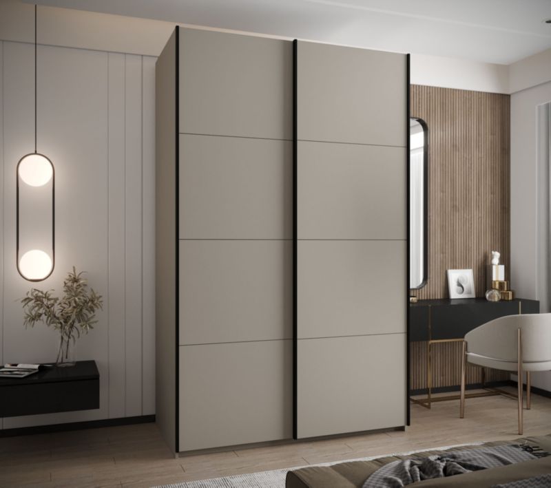 Szafa przesuwna Abiks LUX wysoka szer.150cm kaszmir/kaszmir/czarny 1szt.