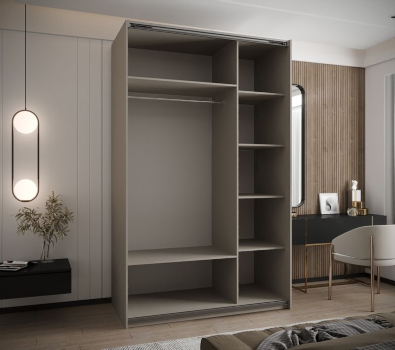 Szafa przesuwna Abiks LUX wysoka szer.150cm kaszmir/kaszmir/czarny 1szt.