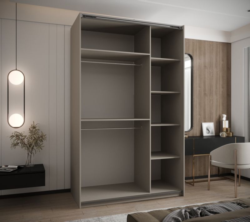 Szafa przesuwna Abiks LUX wysoka szer.150cm kaszmir/kaszmir/czarny 1szt.