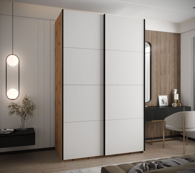 Szafa przesuwna Abiks LUX wysoka szer.160cm artisan/biały/czarny 1szt.