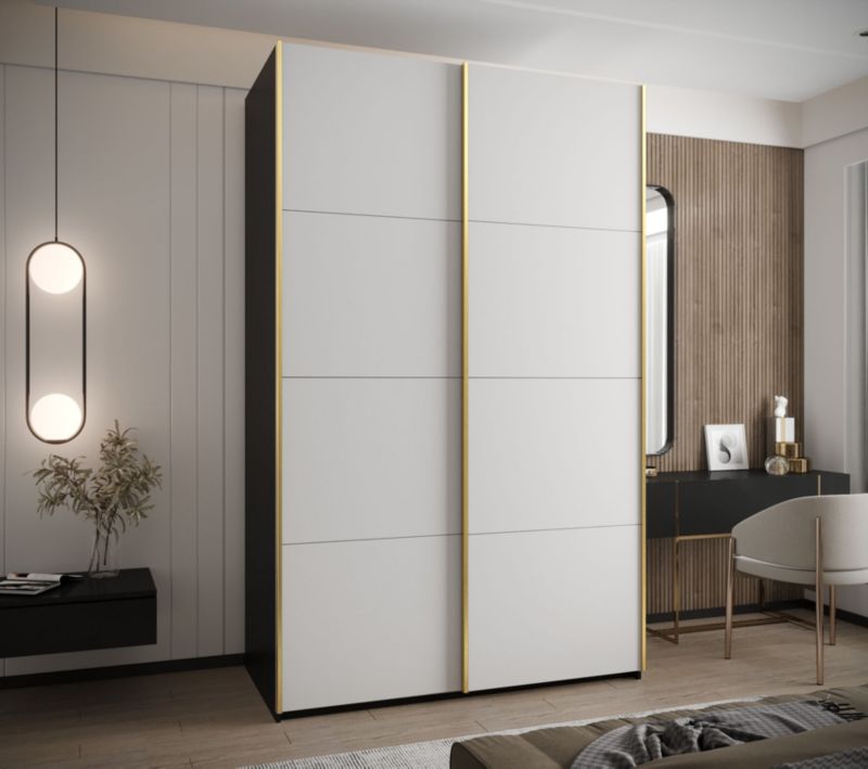 Szafa przesuwna Abiks LUX wysoka szer.160cm czarny/biały/złoty 1szt.