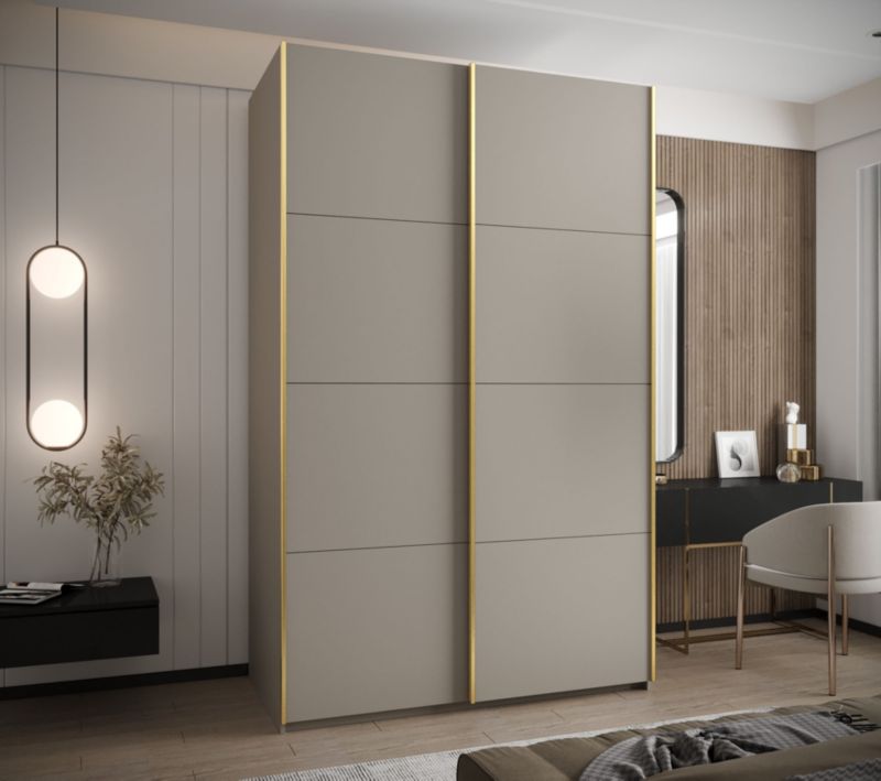Szafa przesuwna Abiks LUX wysoka szer.160cm kaszmir/kaszmir/złoty 1szt.