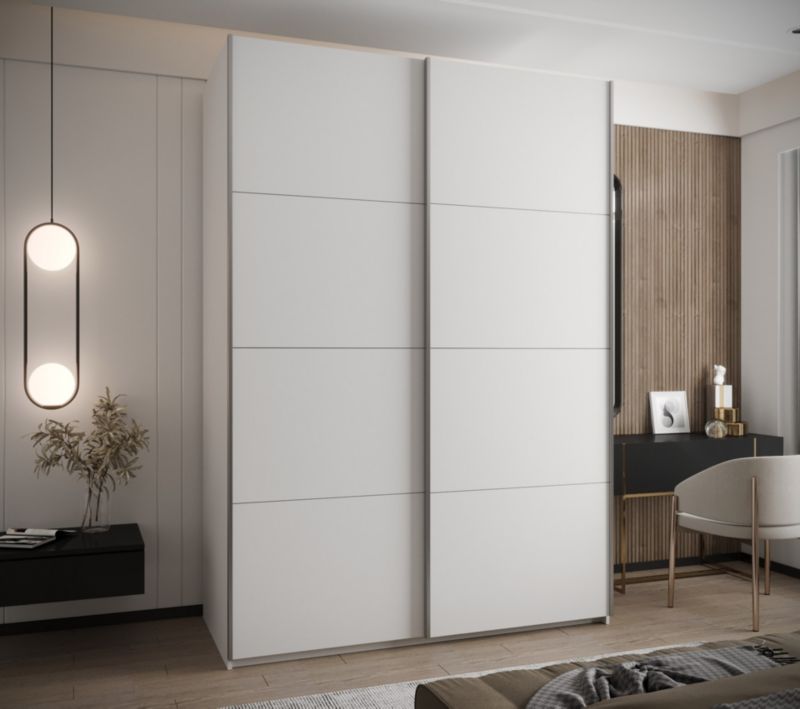 Szafa przesuwna Abiks LUX wysoka szer.170cm biały/biały/srebrny 1szt.