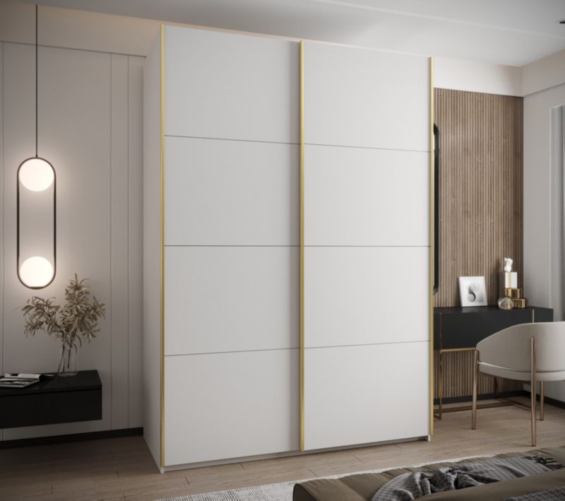 Szafa przesuwna Abiks LUX wysoka szer.170cm biały/biały/złoty 1szt.