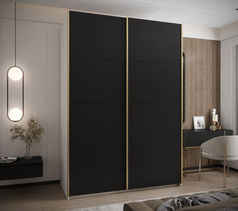 Szafa przesuwna Abiks LUX wysoka szer.170cm biały/czarny/złoty 1szt.