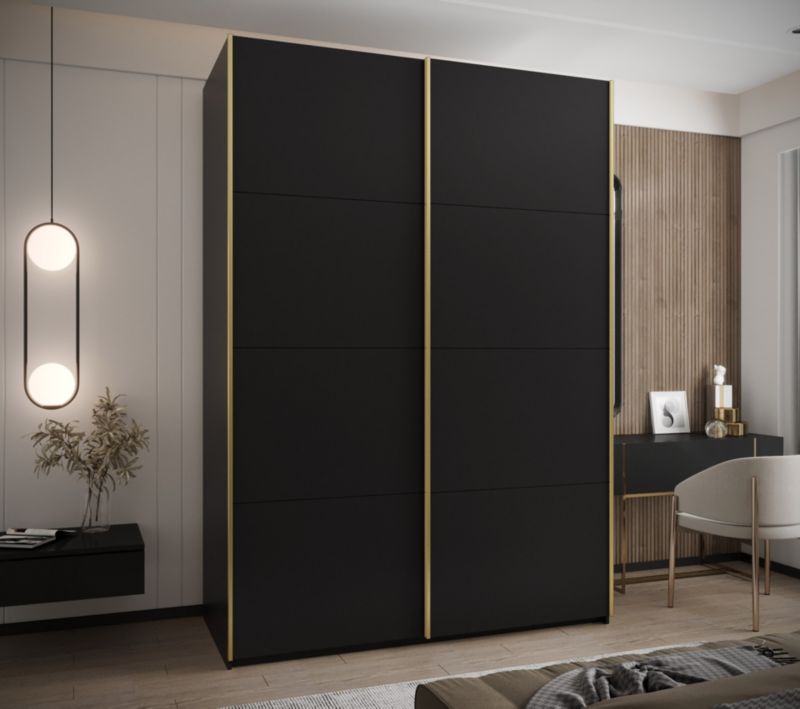 Szafa przesuwna Abiks LUX wysoka szer.170cm czarny/czarny/złoty 1szt.