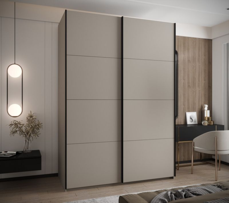 Szafa przesuwna Abiks LUX wysoka szer.170cm kaszmir/kaszmir/czarny 1szt.