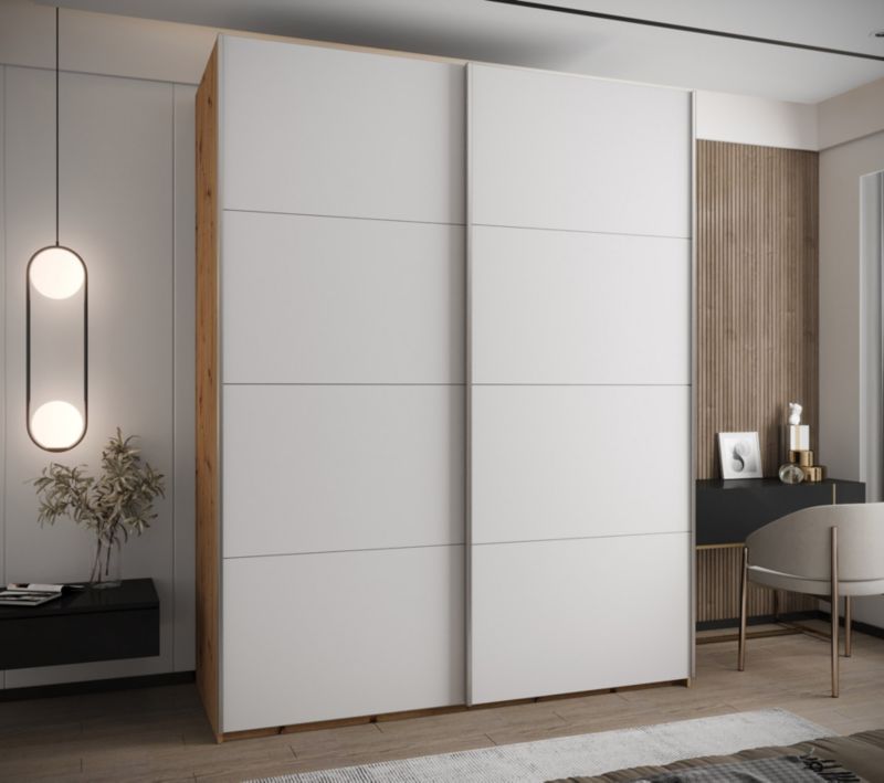 Szafa przesuwna Abiks LUX wysoka szer.200cm artisan/biały/srebrny 1szt.