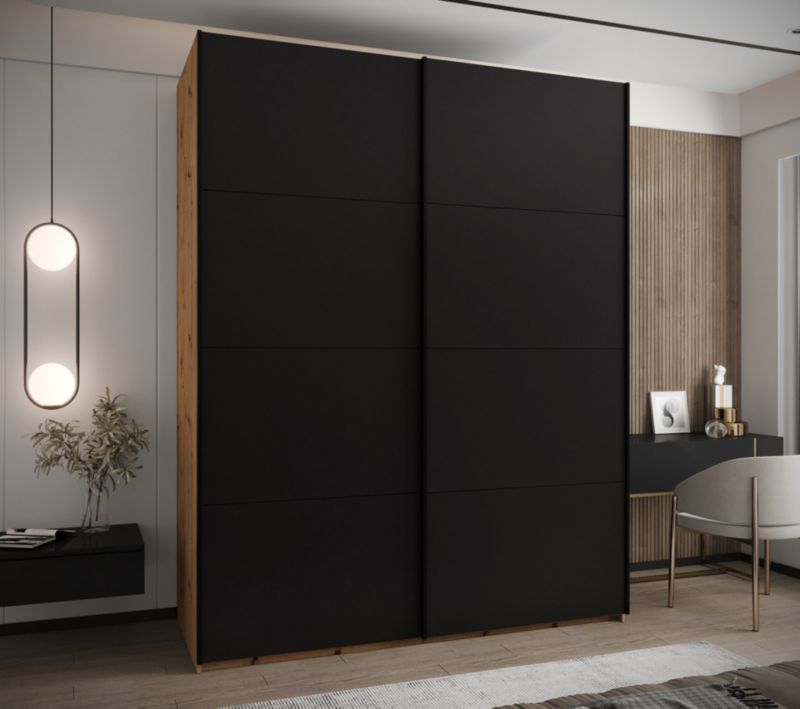 Szafa przesuwna Abiks LUX wysoka szer.200cm artisan/czarny/czarny 1szt.