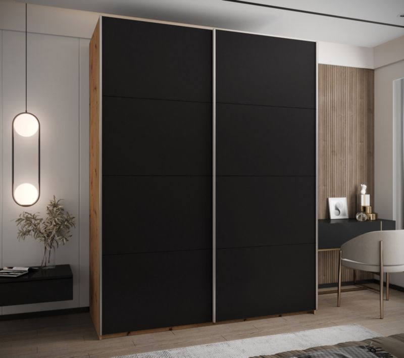 Szafa przesuwna Abiks LUX wysoka szer.200cm artisan/czarny/srebrny 1szt.