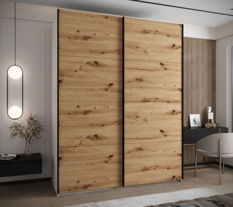 Szafa przesuwna Abiks LUX wysoka szer.200cm biały/artisan/czarny 1szt.