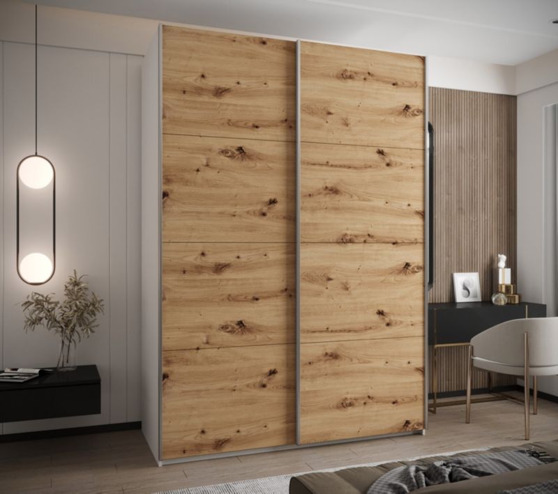 Szafa przesuwna Abiks LUX wysoka szer.200cm biały/artisan/srebrny 1szt.