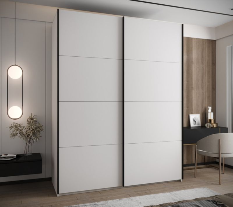 Szafa przesuwna Abiks LUX wysoka szer.200cm biały/biały/czarny 1szt.
