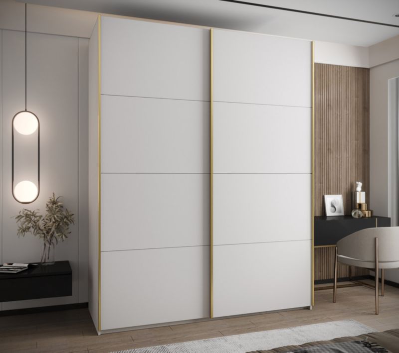 Szafa przesuwna Abiks LUX wysoka szer.200cm biały/biały/złoty 1szt.