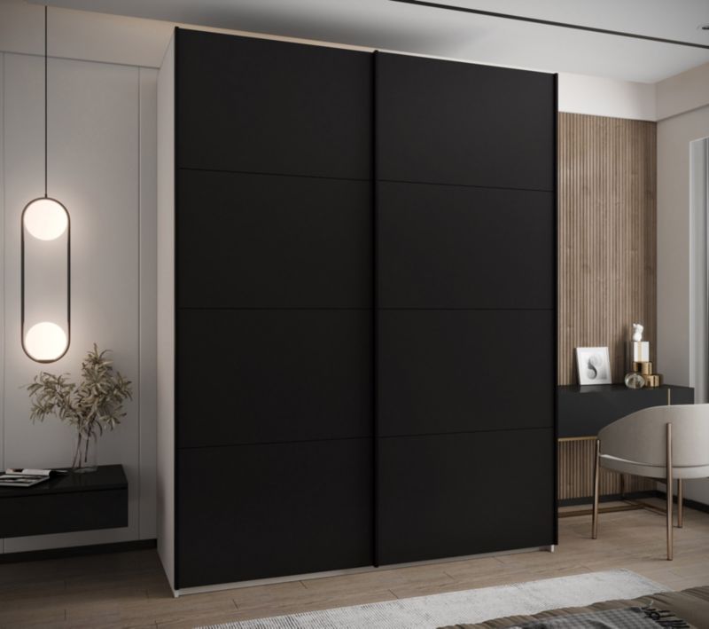 Szafa przesuwna Abiks LUX wysoka szer.200cm biały/czarny/czarny 1szt.