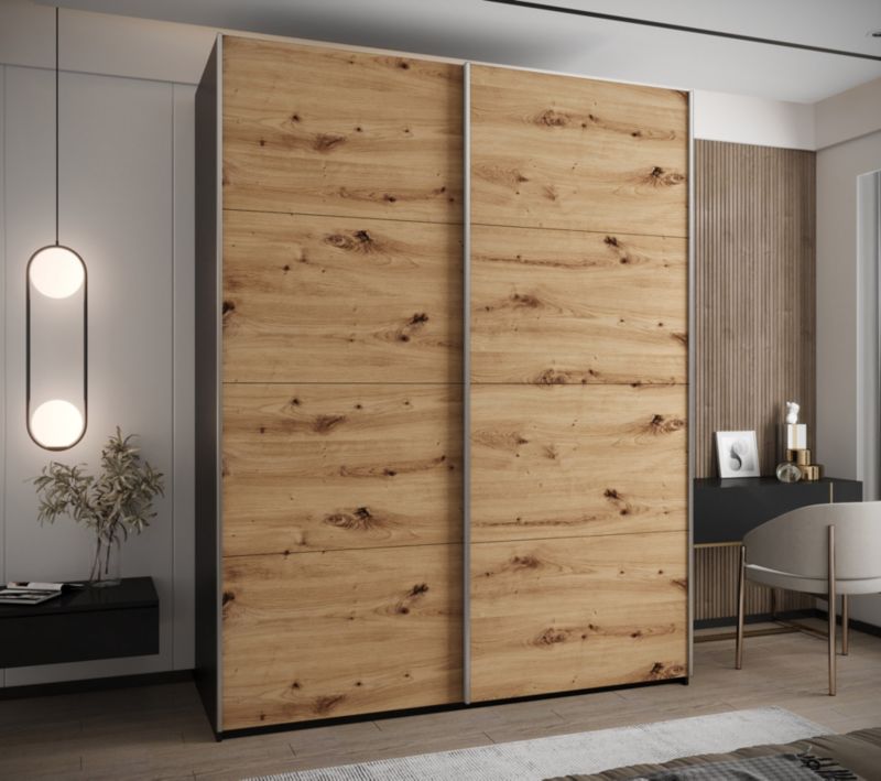 Szafa przesuwna Abiks LUX wysoka szer.200cm czarny/artisan/srebrny 1szt.