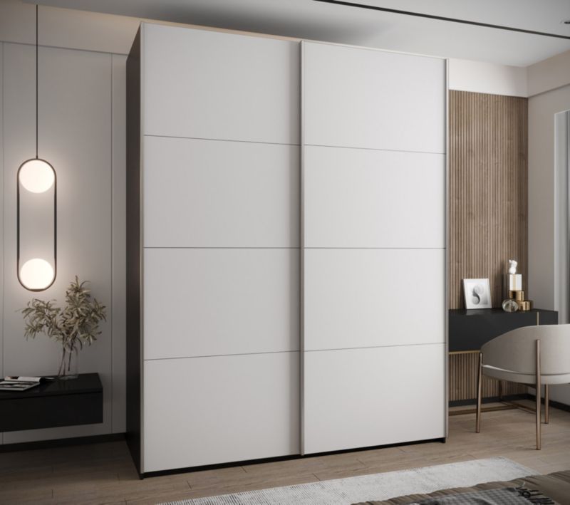 Szafa przesuwna Abiks LUX wysoka szer.200cm czarny/biały/srebrny 1szt.