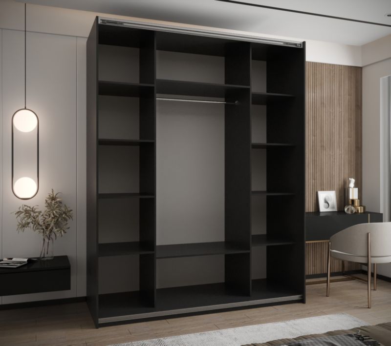 Szafa przesuwna Abiks LUX wysoka szer.200cm czarny/czarny/złoty 1szt.
