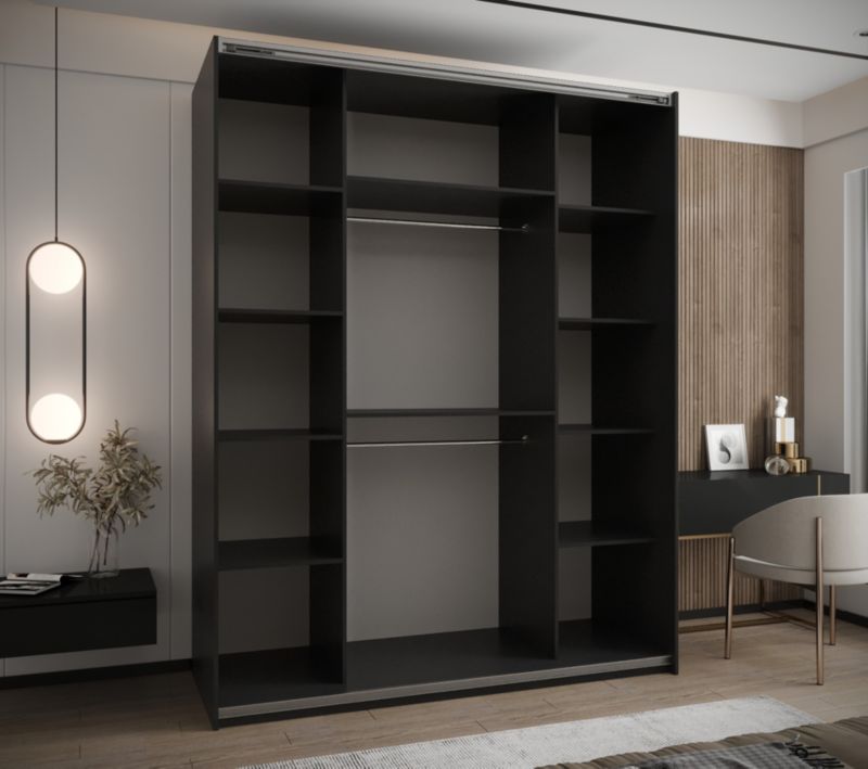 Szafa przesuwna Abiks LUX wysoka szer.200cm czarny/czarny/złoty 1szt.