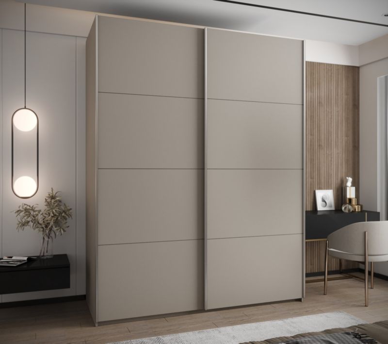 Szafa przesuwna Abiks LUX wysoka szer.200cm kaszmir/kaszmir/srebrny 1szt.