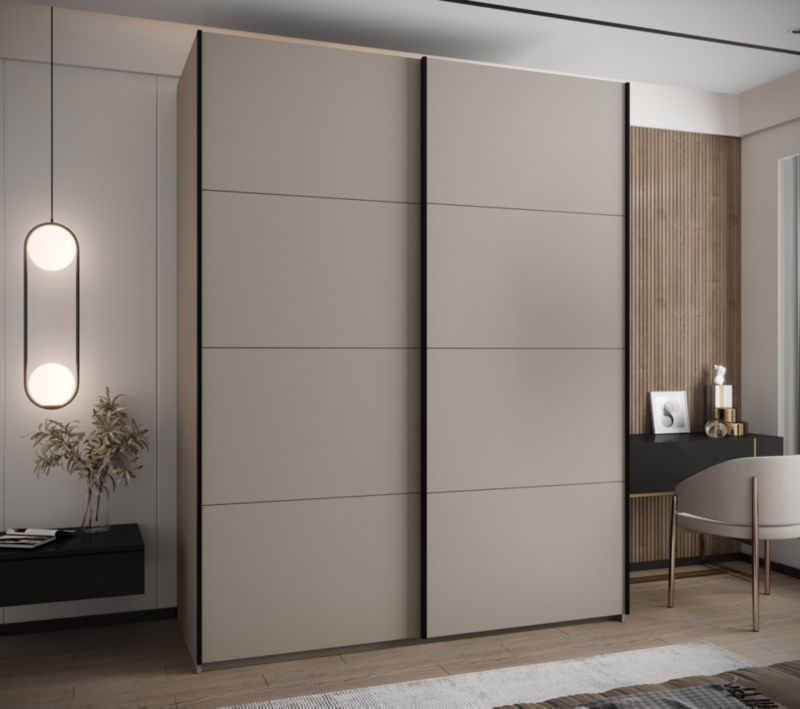 Szafa przesuwna Abiks LUX wysoka szer.200cm kaszmir/kaszmir/złoty 1szt.